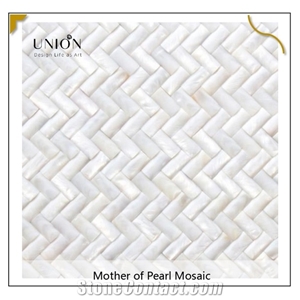 Mother Of Pearl Herringbone 3d Shell Mosaic Bathroom Tile