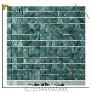 Natural Dyed Ocean Green Wall Covering Seashell Mosaic Tiles