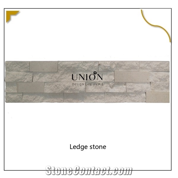 Natural Wooden Marble Walling Ledge Stone White Color Panel