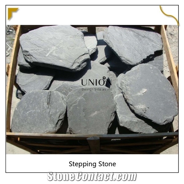 Outdoor Paving Black Natural Surface Round Stepping Stone