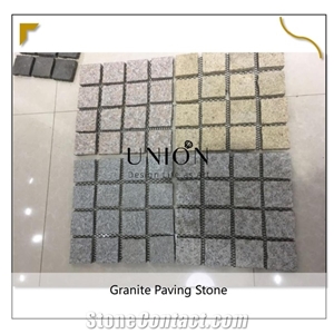 Parking Stones Yellow Cobble Stone Granite Pavers Flamed