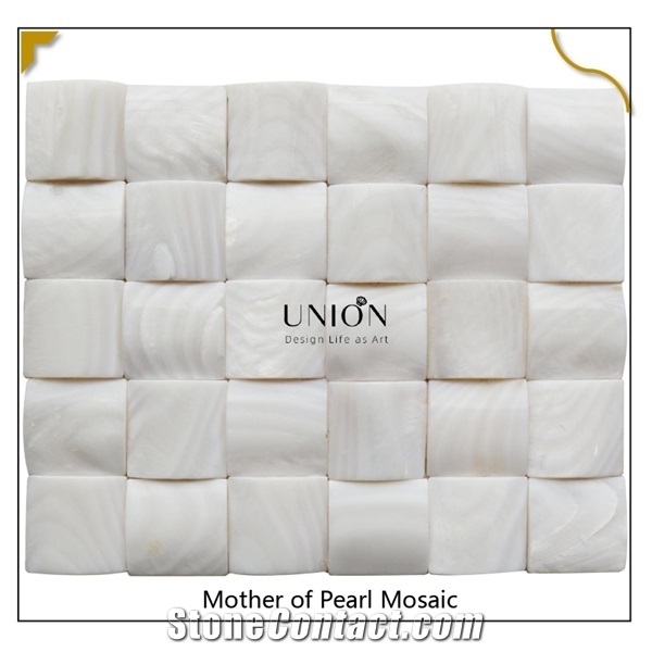 Pure White Color 3d Inter Shape Mother Of Pearl Shell Tile
