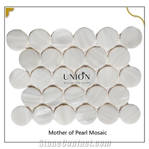 Pure White Round Discount Mother Of Pearl River Mosaic Tile