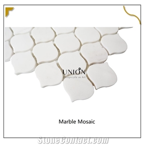 Thassos Timber White Lantern Shape Marble Mosaic Tiles Deco