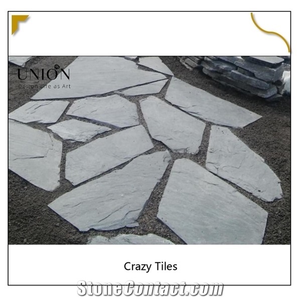 Type Of Crazy Black Slate Garden Flooring Tiles Paving Stone