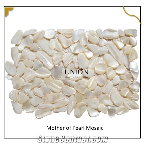 White Pebble Random Mother Of Pearl Art Mosaic Floortile