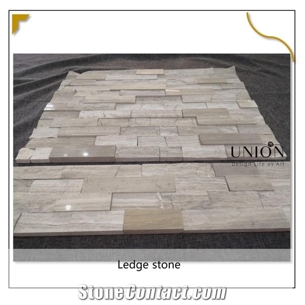Wooden White 3d Ledge Stone Polished Mixed Natural Surface