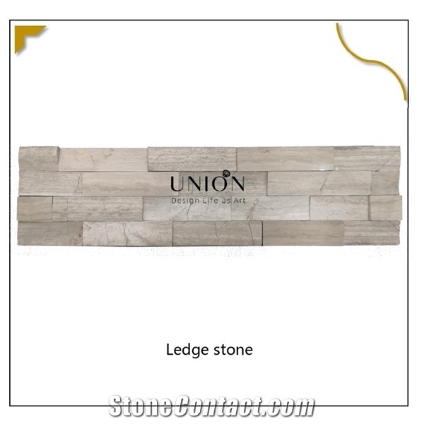 Wooden White 3d Ledge Stone Polished Mixed Natural Surface