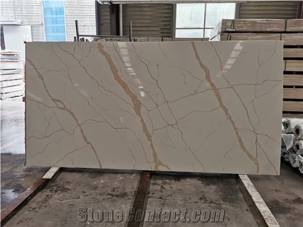 Gold Quartz Stone Quartz Surface Slabs for Counter Top