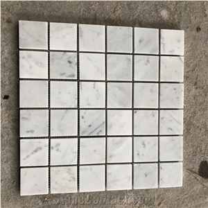 Carrara White Marble 2" Square Mosaic Tile