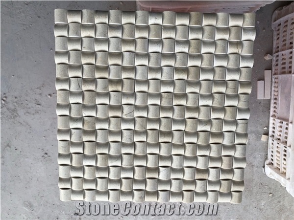 Crema Marfil Marble 3D Cambered Mosaic Tile