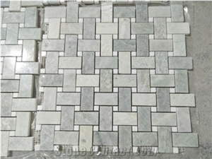Ming Green Marble W/White Basketweave Mosaic Tile