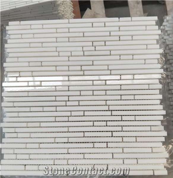 Thassos White Marble Linear Strips Mosaic Tile