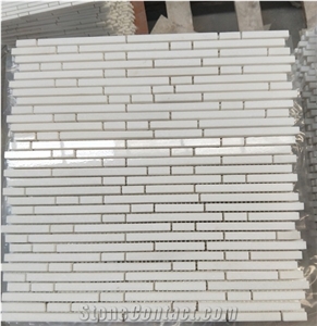 Thassos White Marble Linear Strips Mosaic Tile