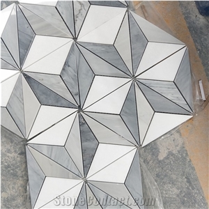 Thassos White Marble Mixed Hexagonal Mosaic Tile