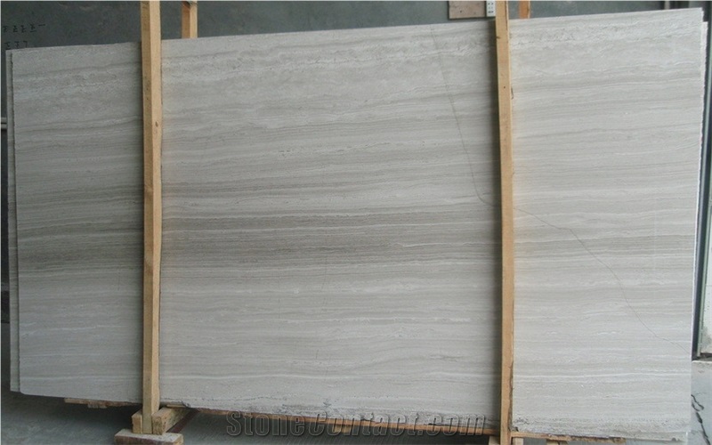 China White Wooden Vein/Grain Marble Slabs
