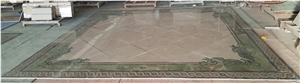 Waterjet Cut Stone Floor Carpet Medallion