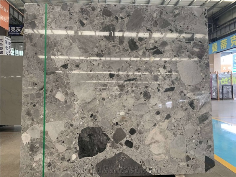 High Quality China Natural Fossil Grey Marble Slabs