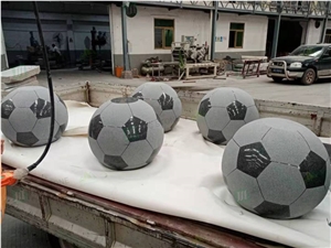 Natural Grey Granite Football Sculpture