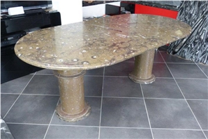 Pierre De Erfoud Oval Fossilized Marble Table