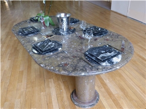 Pierre De Erfoud Oval Fossilized Marble Table