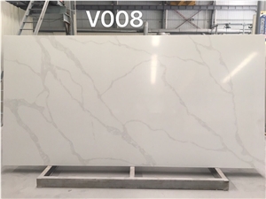 Calacatta V002 White Quartz Engineered Stone Slabs
