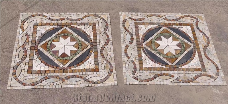 Polished Beige Marble Square Mosaic Lobby Floor Tile