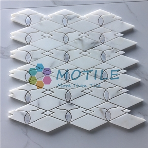 Calacatta Gold Marble W/Mother Of Pearl Diamond Mosaic Tile