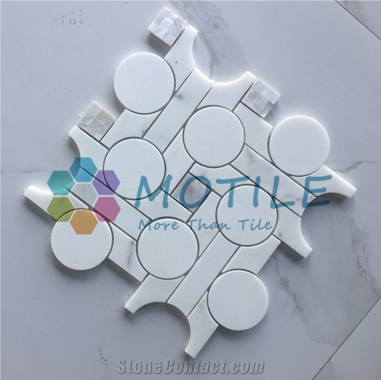 Calacatta Gold/Thassos White/Mother Of Pearl Waterjet Mosaic