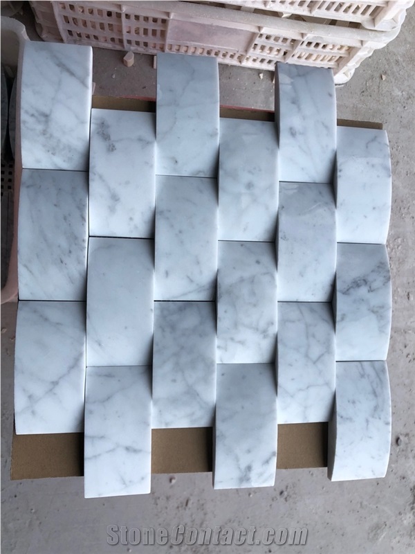 Carrara White Marble 3D Bread Marble Mosaic Tiles