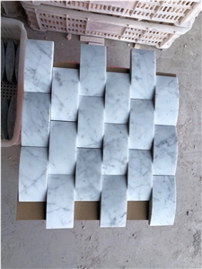 Carrara White Marble 3D Bread Marble Mosaic Tiles