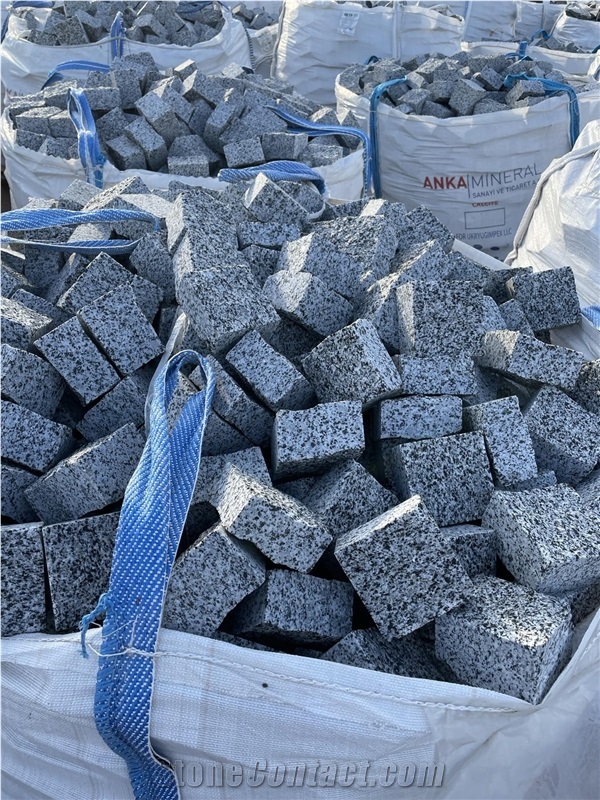 Grey Ukraine Granite Cubes, Cobble Stone