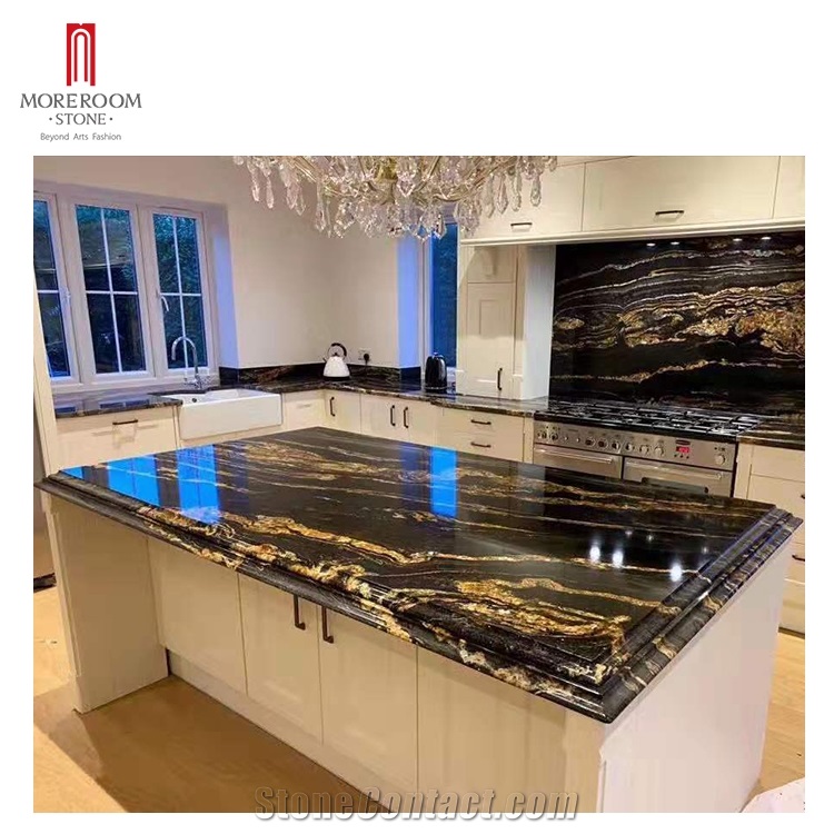 Black Galaxy marble Stone Tile for Kitchen Countertop