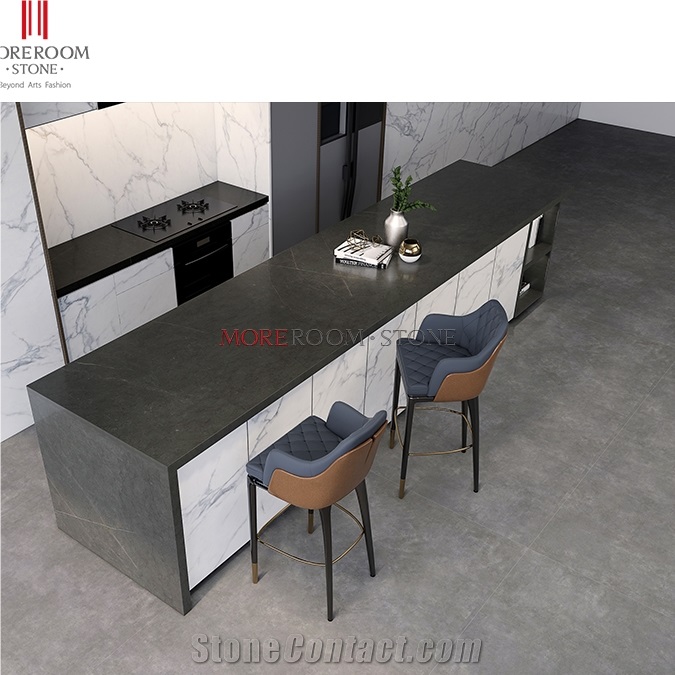 Grey Large Size Sintered Stone Kitchen Countertops