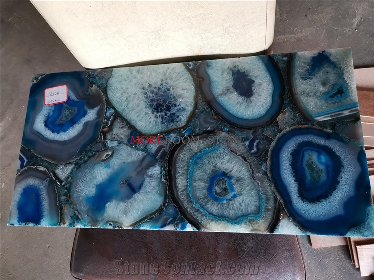 Luxury Gemstone Blue Agate Slab - Blue Agate Semiprecious Stone Slabs