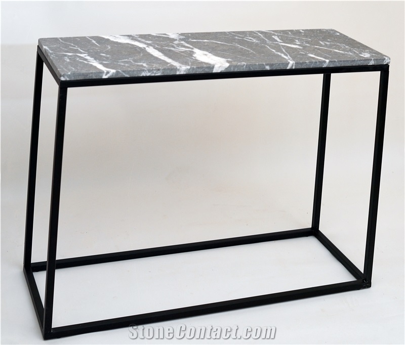 Alex Grey Marble Console Table with Metal Legs 35x100x75