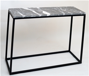 Alex Grey Marble Console Table with Metal Legs 35x100x75