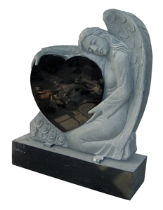Black Weeping Angle Headstone Tombstone Monument Stone