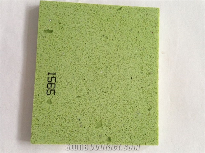 Green Color Sparkle Quartz Stone for Cunter Tops