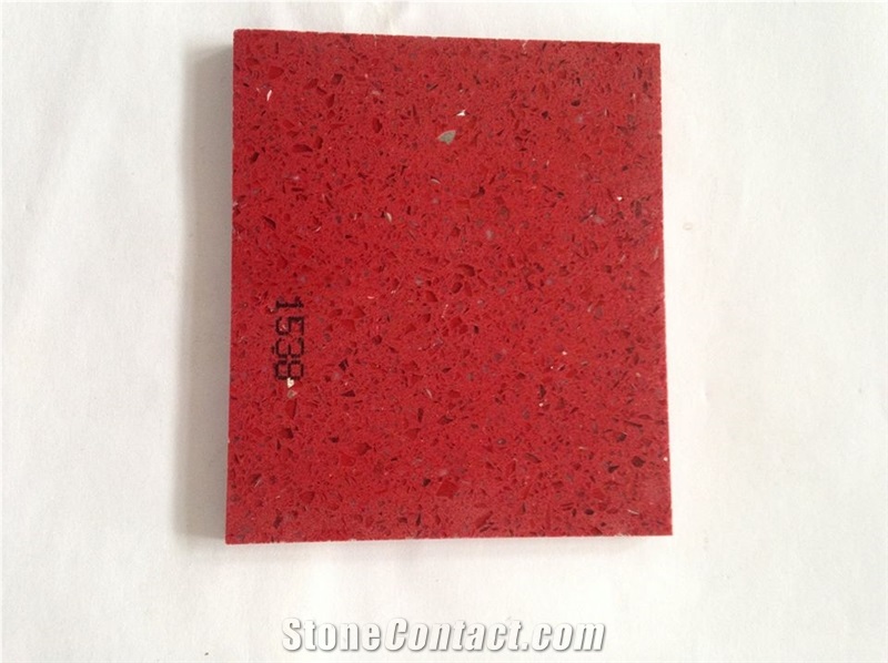 Red Sparkle Color Quartz Stone Hot Sale