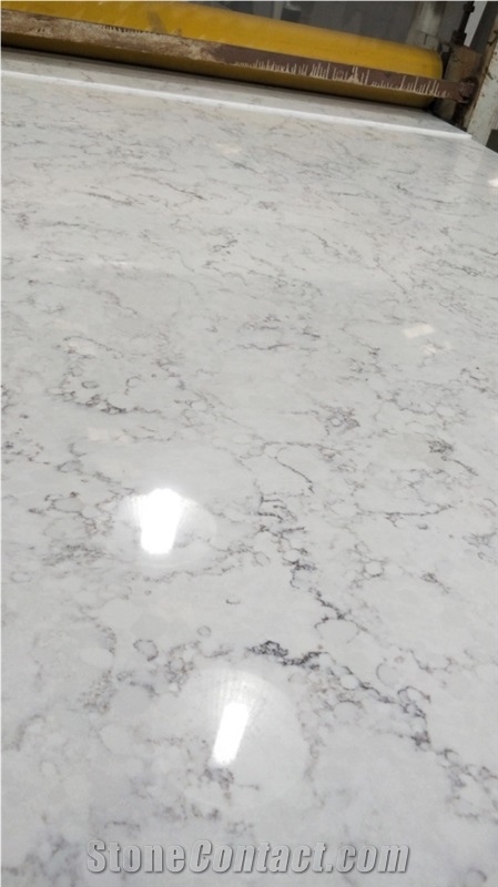 White Small Pattern Marble Liked Quartz Slabs
