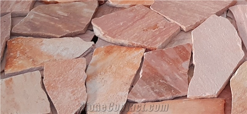 Irregular Flagstones Brazilian Coral Pink Quartzite
