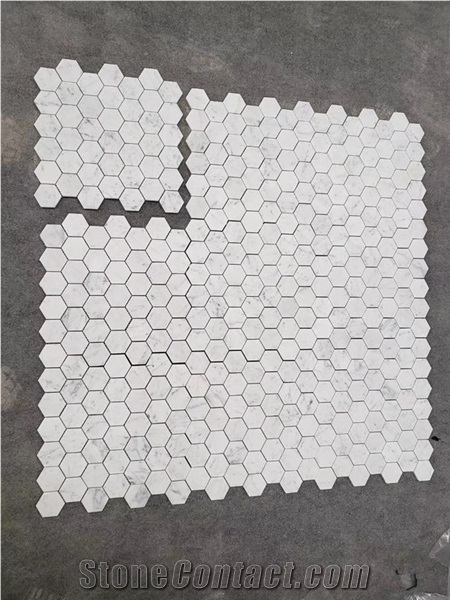 Italy Carrara White Marble,Hexagon Mosaic Wall Tile