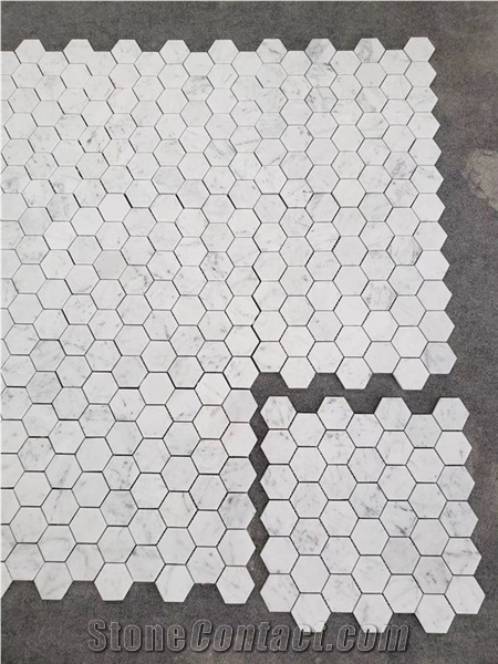 Italy Carrara White Marble,Hexagon Mosaic Wall Tile