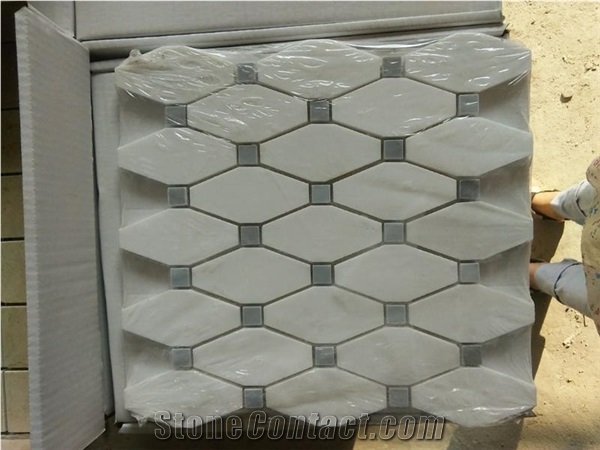 White Marble Polished Mosaic Tile For Kitchen And Bathroom