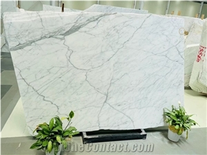White Stone Carrara Calacatta Marble Slabs & Flooring Tiles