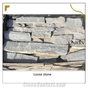 Blue Grey Quartize Free Form Dry Stone Wall Cladding Exterio