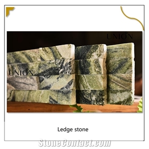 Natural Green Ice Marble Ledge Stacked Stone Wall Decoration
