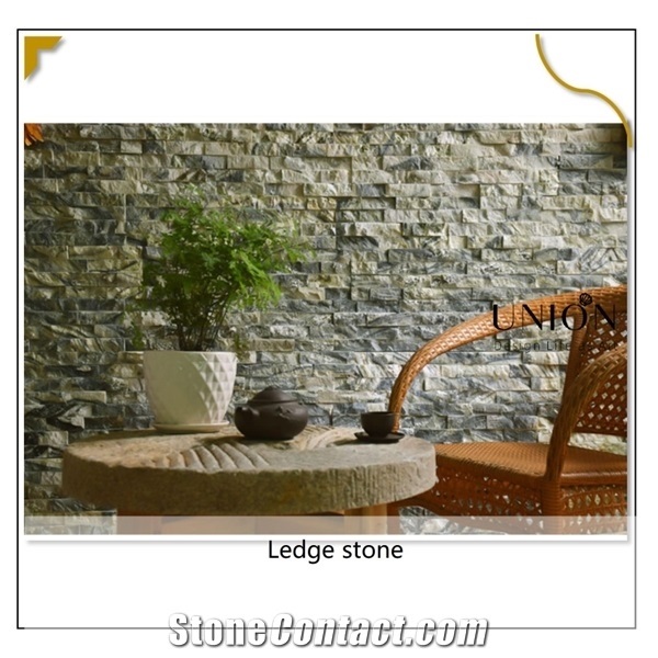 Natural Green Ice Marble Ledge Stacked Stone Wall Decoration
