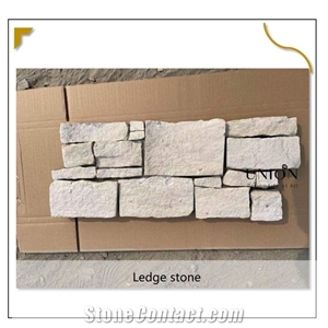 White Color Sandstone Back Mesh Cement Stacked Stone Decor